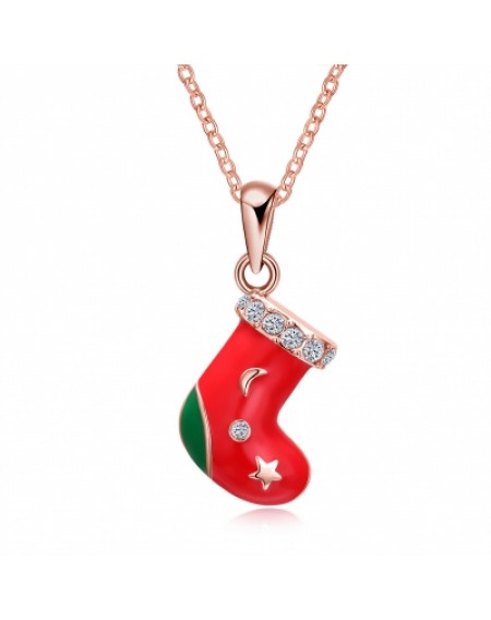 Christmas Drizzle Socks Necklace White/Rose Gold