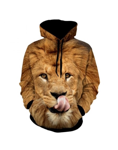 Lion Patterned 3D Animal Print Hoodie