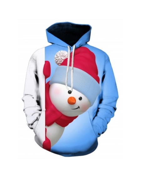Kangaroo Pocket Snowman 3D Print Christmas Hoodie