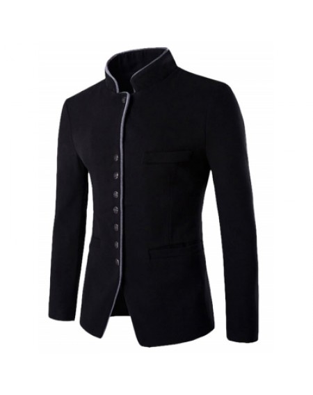 Stand Collar Single-Breasted Blazer